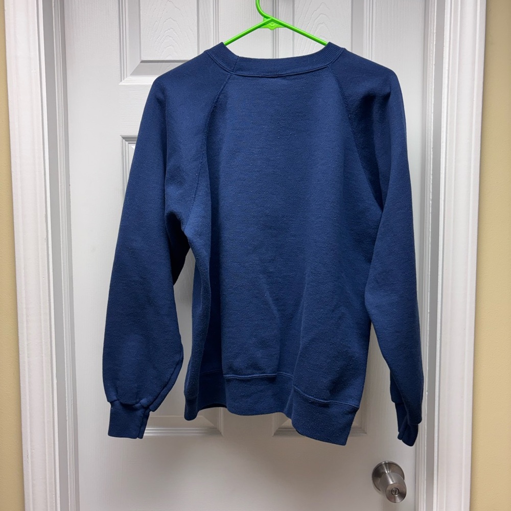 Vintage Hanes Activewear Blue Cat Appliqué Sweatshirt – Size Large – Made in USA - Picture 5 of 9